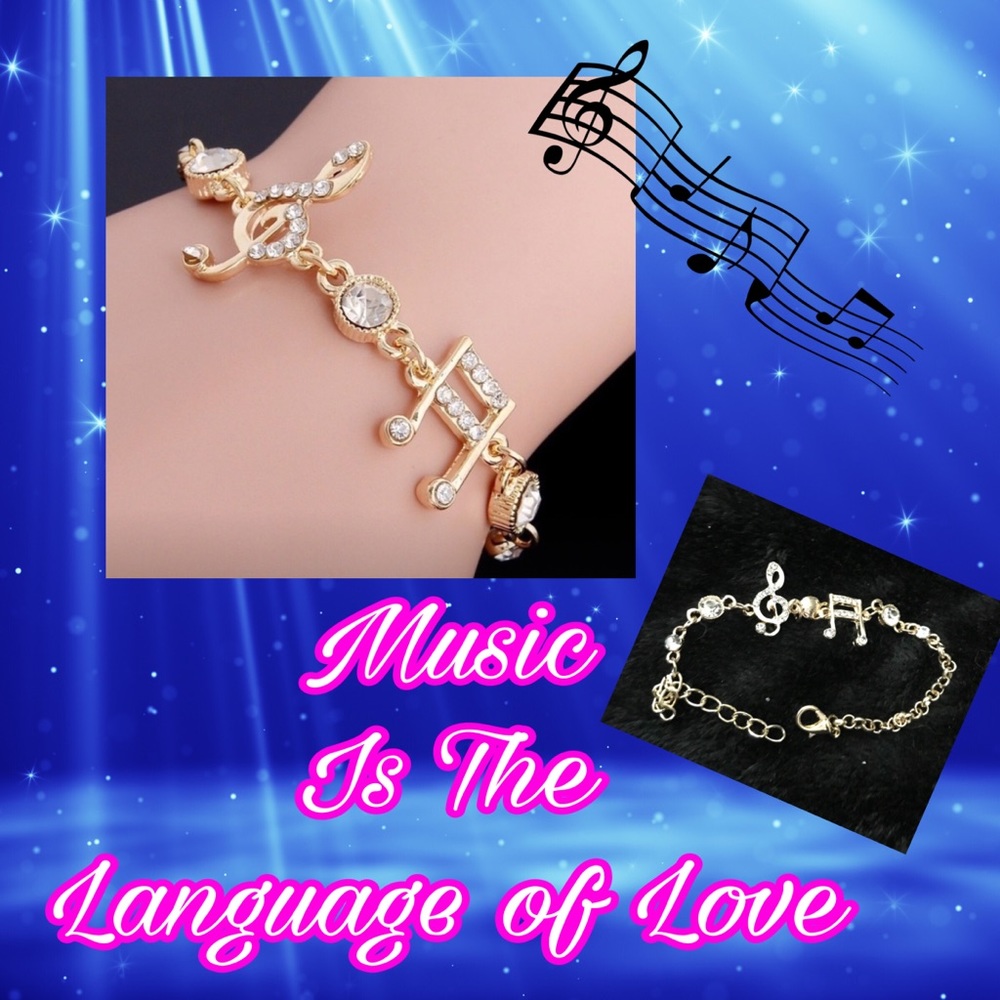Gold Plated Musical Note Bling Bracelet